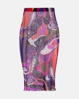 PUCCI Orchidee Mesh Pencil Skirt - Purple