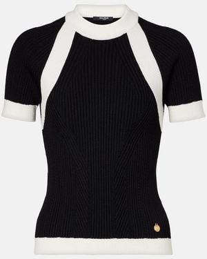 Balmain Top Aus Rippstrick - Schwarz