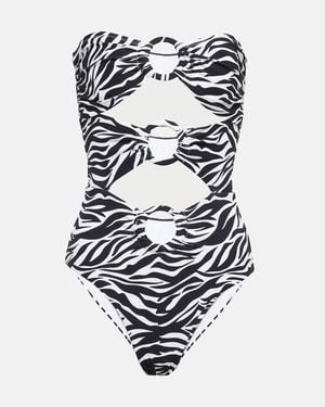 Alexandra Miro Anya Zebra-Print Cutout Swimsuit - White