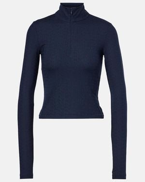 Tory Sport Cropped Jacquard Top - Blue