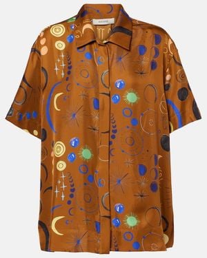 Asceno Montauk Printed Silk Twill Shirt - Orange