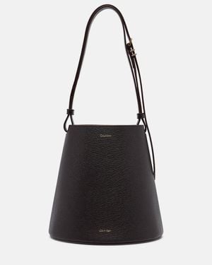Calvin Klein Orbita Small Leather Bucket Bag - Black