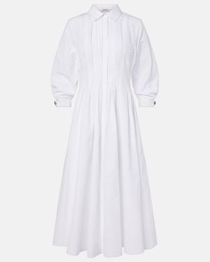 Max Mara Pleated Cotton Poplin Shirt Dress - White