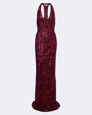 The Sei Sequined Halterneck Gown - Red
