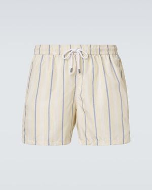 Fedeli Striped Swim Trunks - White