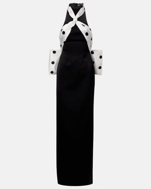 David Koma Polka-Dot Halterneck Gown - Black