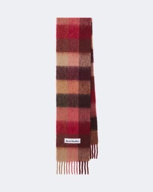 Acne Studios Checked Alpaca, Wool, And Mohair-Blend Scarf - Red