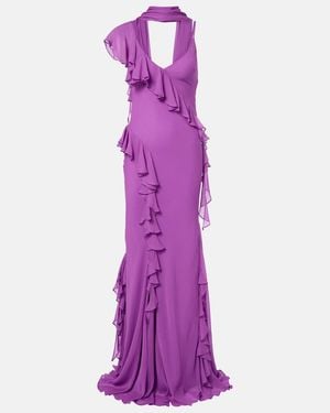 De La Vali Mayara Ruffled Georgette Gown - Purple