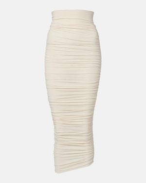Wolford Draped Sheer High-Rise Midi Skirt - White