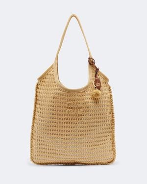 Miu Miu Ivy Crochet Raffia-Effect Shopper - Natural