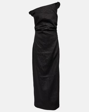 SIR. One-Shoulder Linen Maxi Dress - Black