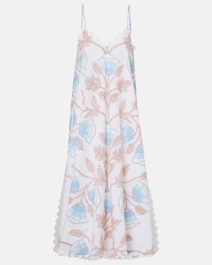 Juliet Dunn Printed Cotton Slip Dress - White