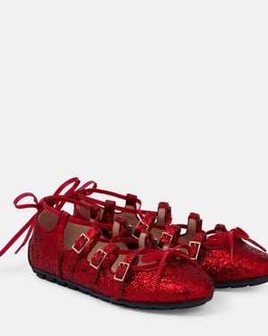 Simone Rocha Ballerinas Ghillie Mit Glitter - Rot