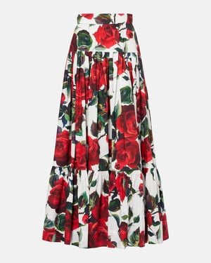 Dolce & Gabbana Floral Tiered Cotton Maxi Skirt
