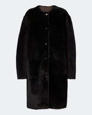 Loulou de Saison Elba Reversible Shearling Coat - Black