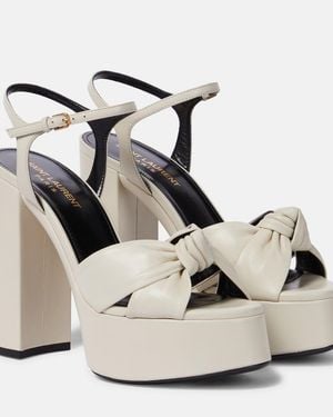Saint Laurent Bianca 125 Leather Platform Sandals - White