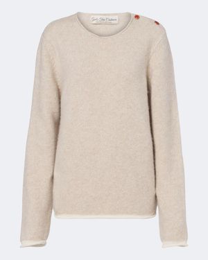 God's True Cashmere Sand Cashmere Jumper With Carnelians - Natural