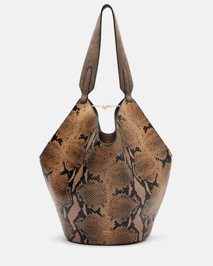 KHAITE Lotus Small Snake-Effect Leather Tote Bag - Brown