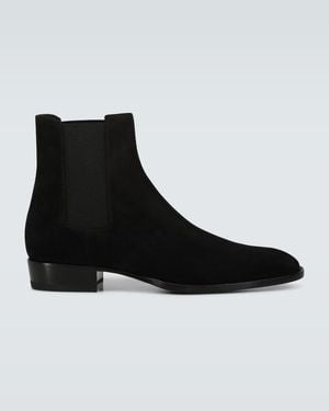Saint Laurent Wyatt 30 Suede Ankle Boot - Black
