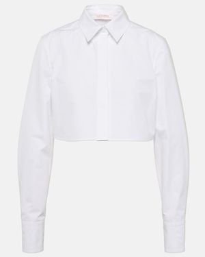 Valentino Garavani Cropped Cotton Poplin Shirt - White