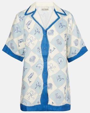 ALÉMAIS Pia Printed Linen Shirt - Blue