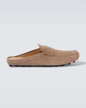 Tod's Slippers Gommino Bubble Aus Veloursleder - Weiß