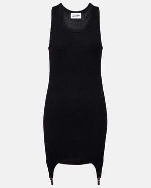 Jean Paul Gaultier Mini Dress Rib Cotton Lingerie Garter - Black