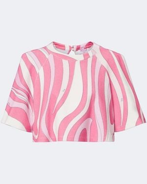 PUCCI Marmo Cotton-Blend Terry Crop Top - Pink