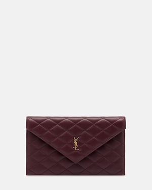 Saint Laurent Cassandre Quilted Leather Pouch - Purple