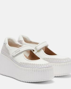 Chloé Nama Leather Platform Trainers - White