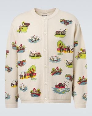 Bode Beaded Camp Wool And Cotton Cardigan - Metallic