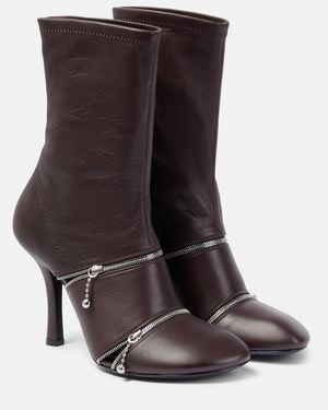 Burberry Ankle Boots Peep Aus Leder - Braun