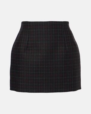 Wardrobe NYC Checked Wool Miniskirt - Black