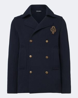 Dolce & Gabbana Dg Knitted Cotton Blazer - Blue