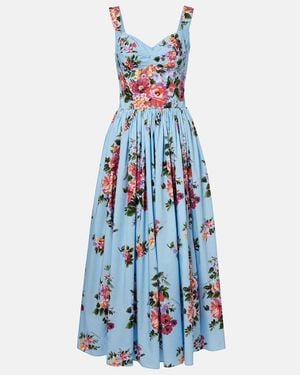 Dolce & Gabbana Flower Print Long Dress - Blue