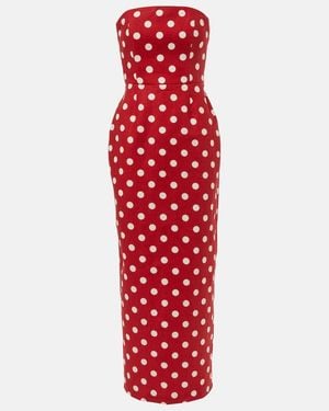 Posse Romeo Polka-Dot Linen Maxi Dress - Red