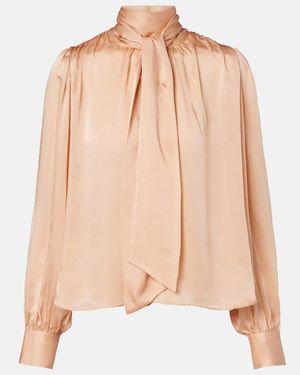 Ulla Johnson Ornament Tie-Neck Silk Chiffon Blouse - Natural