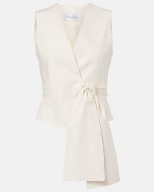 Max Mara Zampa Bow-Detail Cotton-Blend Vest - White