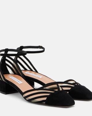 Aquazzura Alana Suede Court Shoes - Black