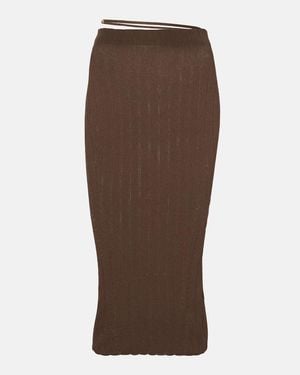 Jacquemus Pralu Ribbed-Knit Midi Skirt - Brown