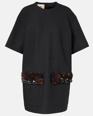 Plan C Sequined Wool-Blend Minidress - Black