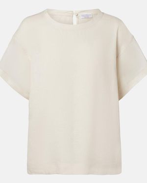 Brunello Cucinelli T-Shirt Aus Leinen - Weiß