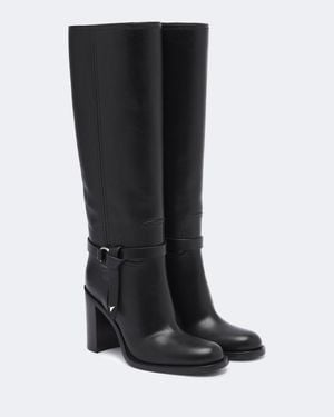 Fendi Leather Knee-High Boots - Black