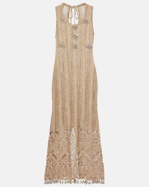 Rabanne Crochet Embellished Midi Dress - Natural