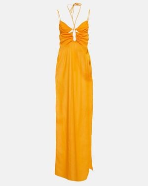 Nensi Dojaka Cutout Halterneck Maxi Dress - Metallic