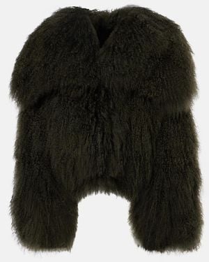 The Attico Faux Fur Bomber Jacket - Black