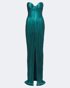 Maria Lucia Hohan Nadira Pleated Silk Bustier Gown - Green