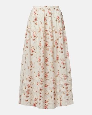Doen Marie Floral Cotton Maxi Skirt - Natural