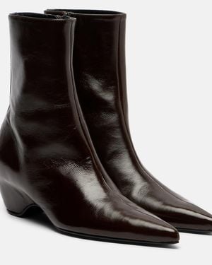 KHAITE Sybil Leather Ankle Boots - Black