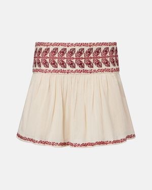 Isabel Marant Picadilia Embroidered Cotton Miniskirt - Natural